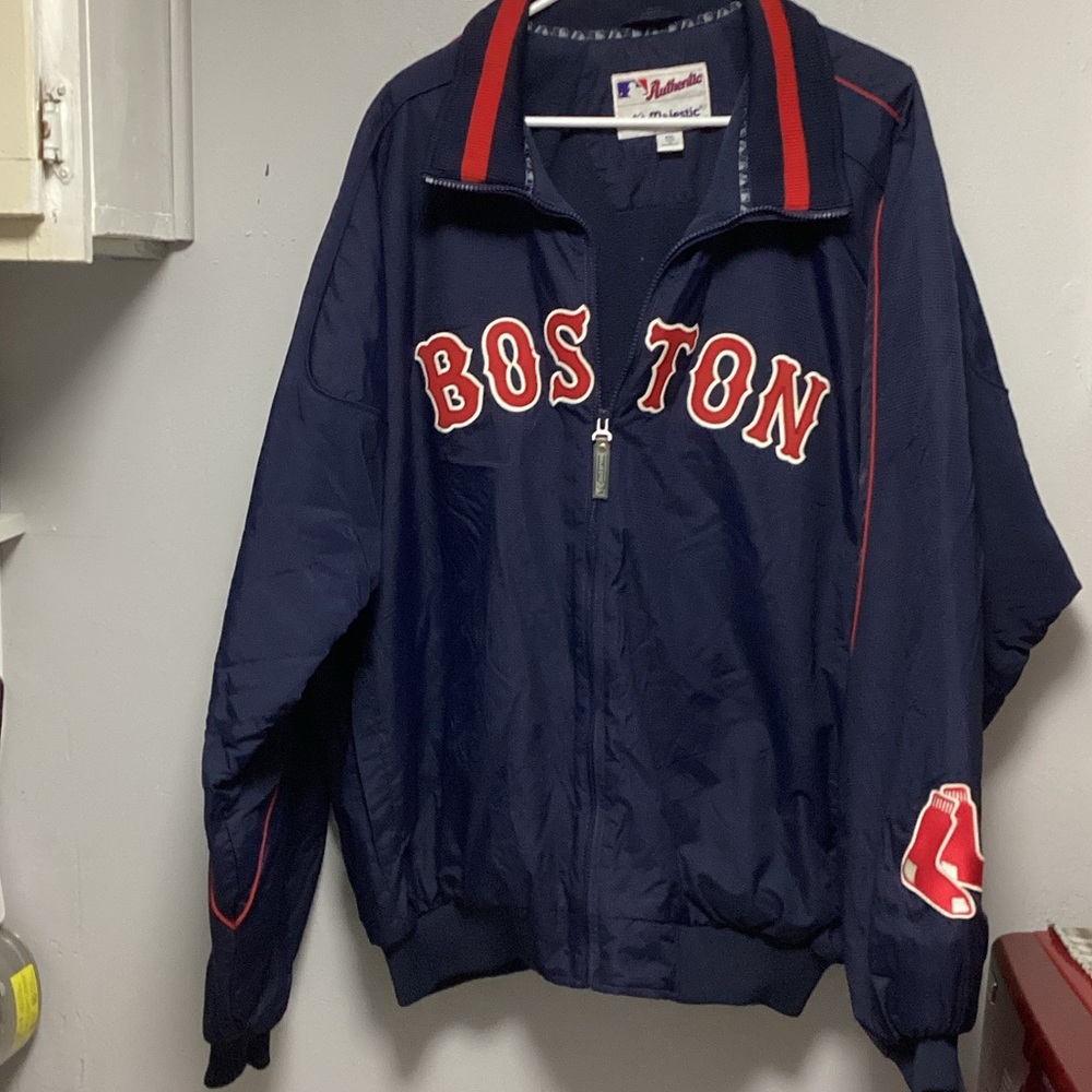 Authentic Vintage Majestic Boston Red Sox Navy and Red Jacket coat Size XXLarge.